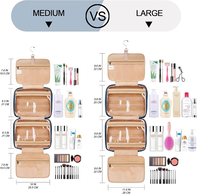 Travel Hanging Toiletry Bag for Women, Extra Large Makeup Bag, Holds Full-Size - Image 2
