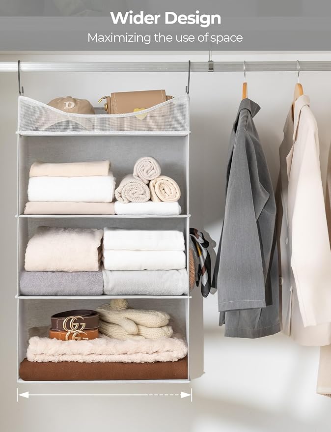 StorageWorks Hanging Closet Organizer, 3-Shelf Hanging Closet Shelves - Image 6