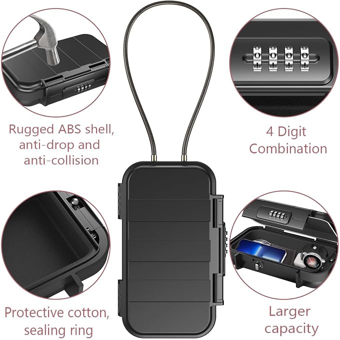 LOFICOPER Portable Safe Lock Box, 4 Digit Security Case, Beach Safe Box - Image 3