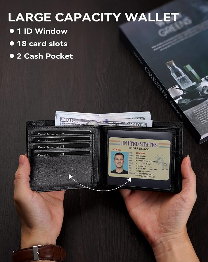 Swallowmall Mens Wallet Rfid Blocking Leather Wallet - Image 5