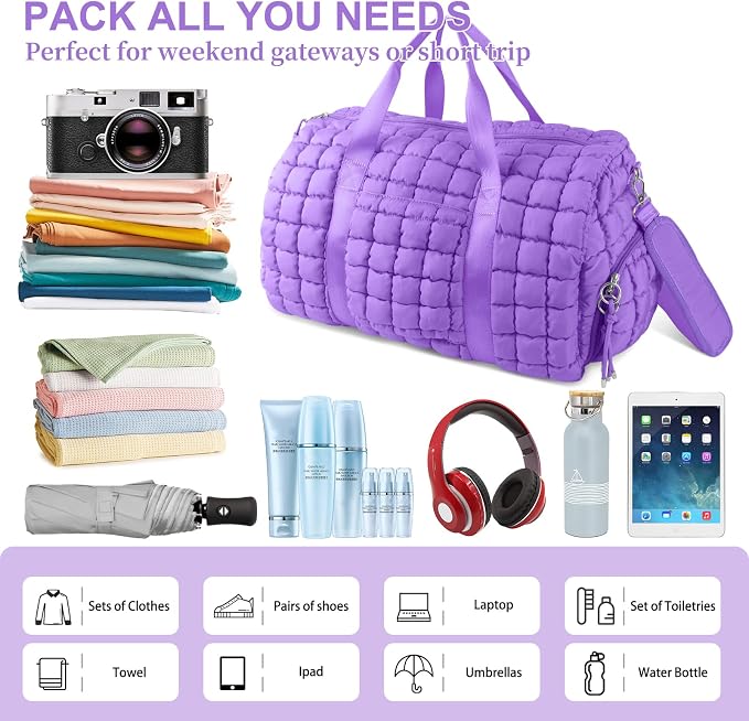 Quilted Travel Duffle Bag Gym Bag - Image 3