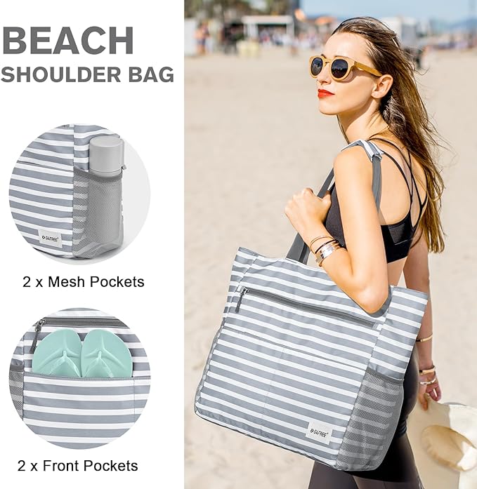 G4Free Beach Bag, Waterproof Sandproof Beach Tote Bag, Large Capacity Foldable - Image 4