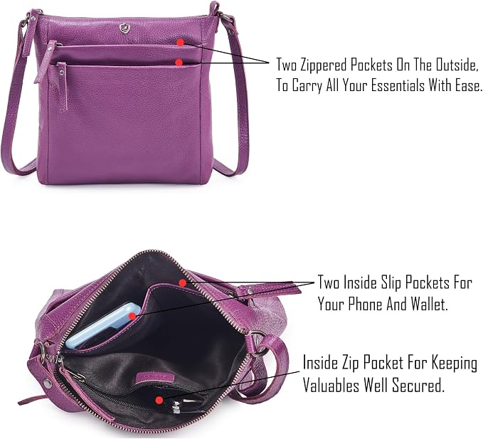 Small Soft Genuine Leather Crossbody Purse Women’s Sling Crossover Shoulder - Image 3