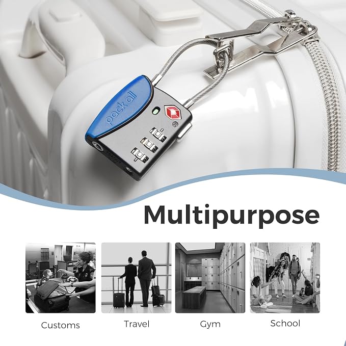 pack all TSA Approved Cable Luggage Locks, 3 Digit Combination Padlocks - Image 7