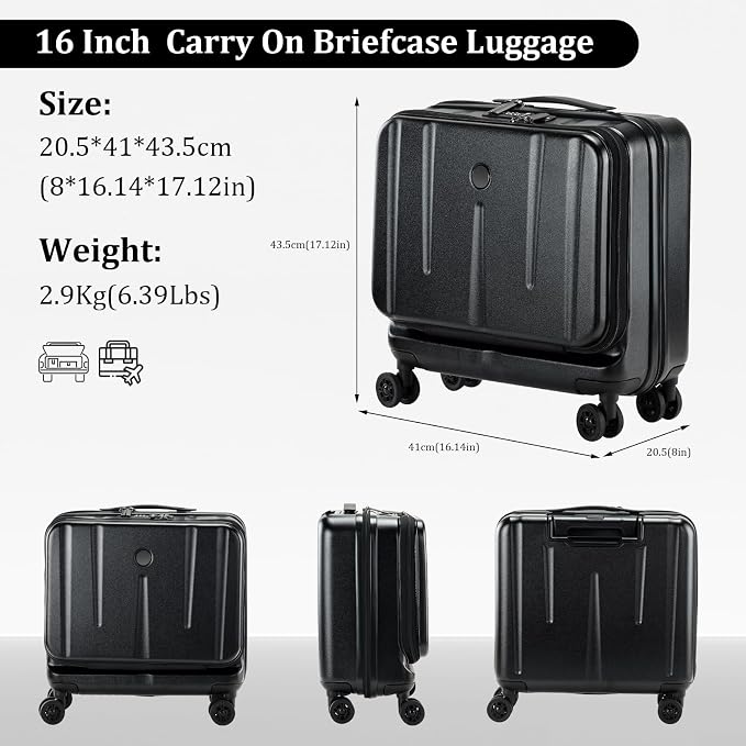 16 Inch Carry On Luggage with 2 Compartments - Image 9