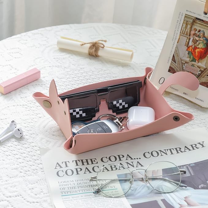 Cute Cat Shaped Leather Valet Tray, Cat Dice Tray, Premium Catchall Jewelry Tray - Image 5