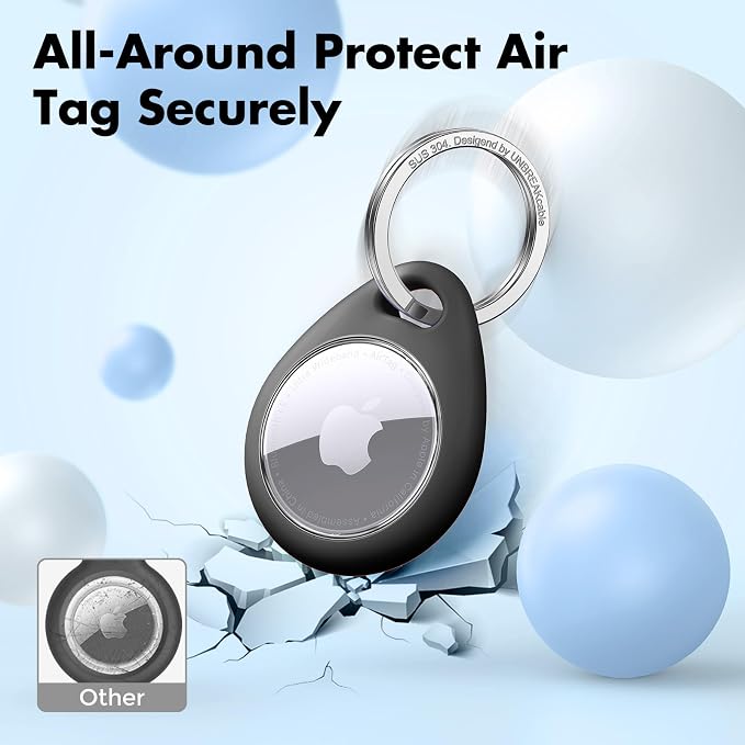 UNBREAKcable Holder for Apple AirTag 4 Pack Protective Case Waterproof TPU Shell - Image 4