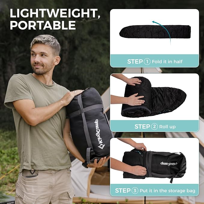 KingCamp Sleeping Bag for Adults, Cold Weather & Warm XL Big and Tall Flannel - Image 7