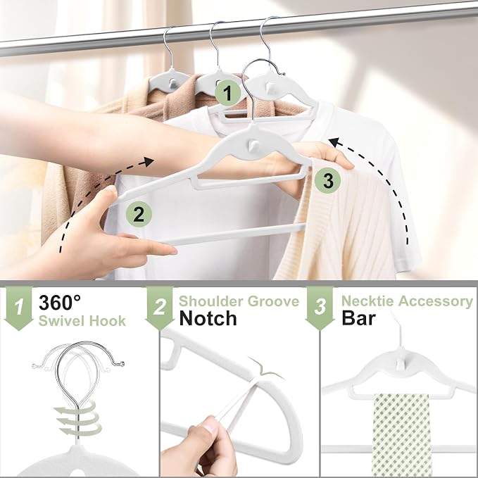 Velvet Felt Stackable Hangers 50 Pack, Non Slip, - Image 5