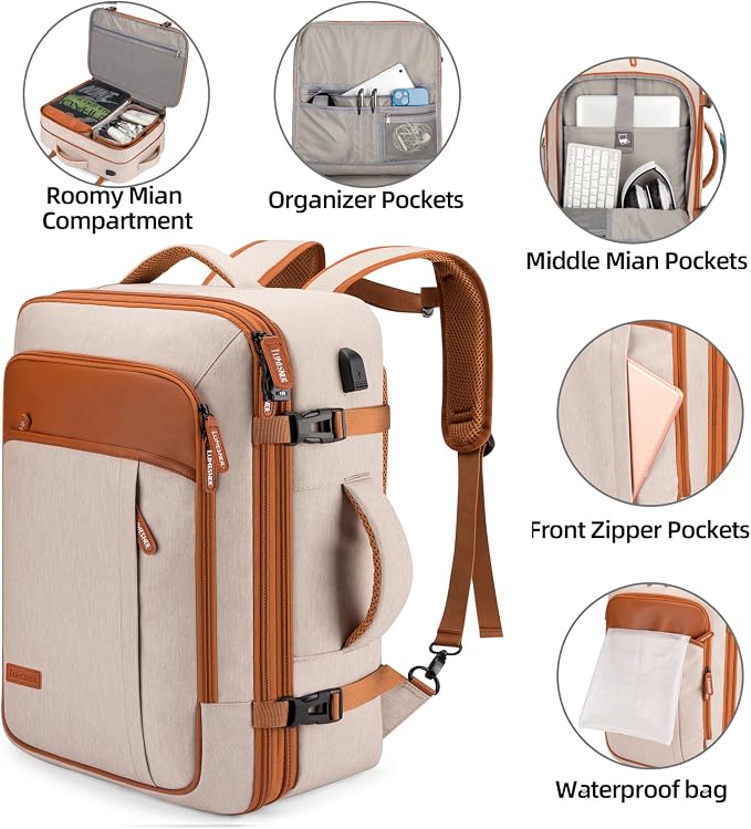Travel Laptop Backpack, 42L Carry on Luggage, Flight Approved Expandable - Image 5