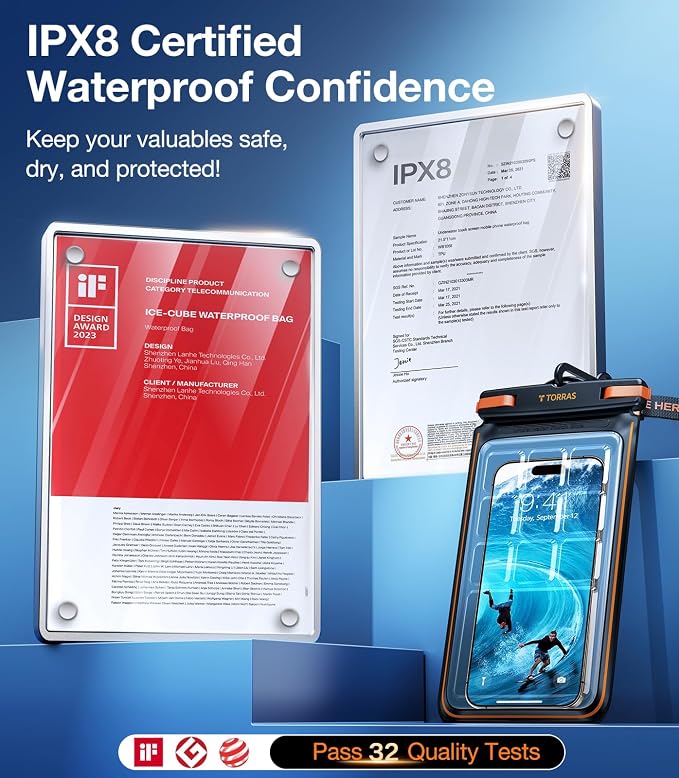 TORRAS 2 Pack IPX8 Waterproof Phone Pouch Floating, Underwater Screen Touchable - Image 3