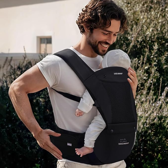 Bebamour Baby Carrier with Hip Seat, All-Position Breathable Mesh Hip Seat & - Image 5
