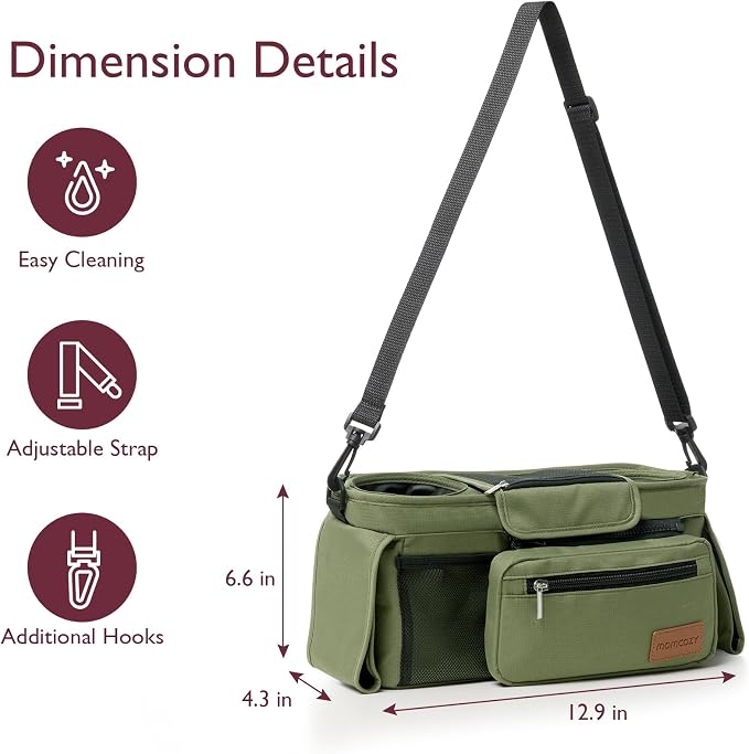 Momcozy Universal Baby Stroller Organizer, 2 Insulated Cup Holder, Detachable - Image 7
