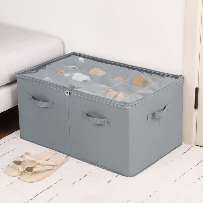 Shoe Organizer for Closet 2 Pack, Foldable Shoe Box - Image 5