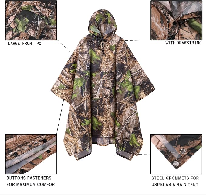 salamra Hooded Rain Poncho Waterproof Raincoat Jacket - Image 2
