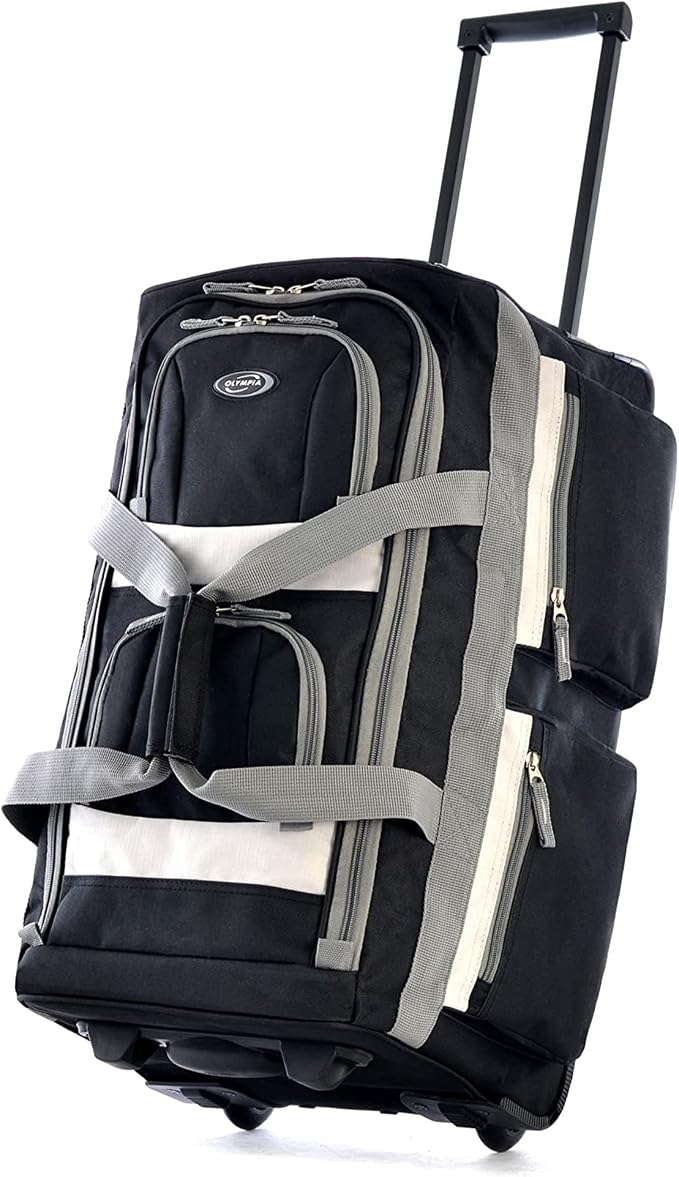 Olympia U.S.A. 29 inch Jumbo Size 8 Pockets Wheeled Rolling Duffel Bag Water by OlympiaUSA