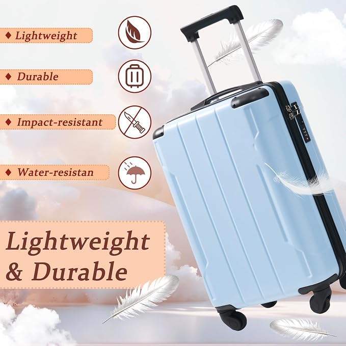 Merax Carry on Luggage Set, 20 Inch Hardshell ABS Suitcase - Image 3