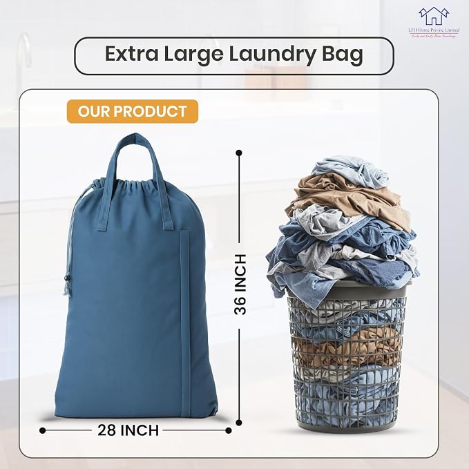 LFH Home Cotton Canvas Large Laundry Bag - Image 2