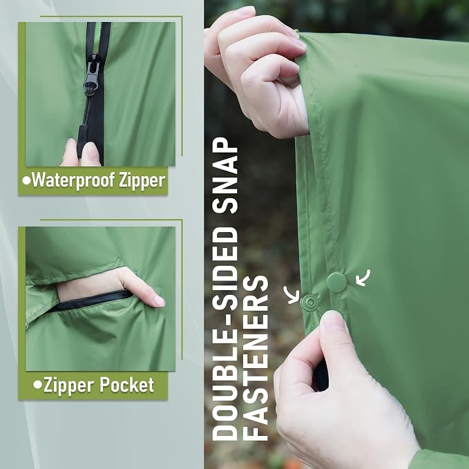 SaphiRose Unisex Rain Poncho Raincoat Hooded - Image 3