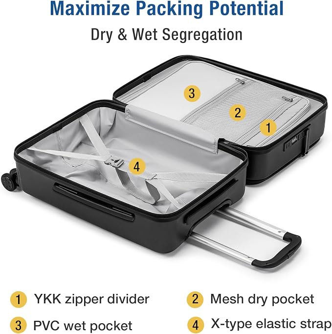 KYME Luggage Sets, 100% PC Suitcase - Image 6