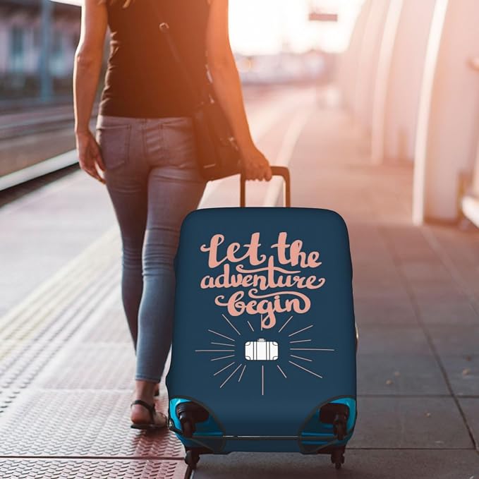 Let The Adventure Begin Luggage Cover Washable Suitcase Protector, Luggage Tag - Image 7