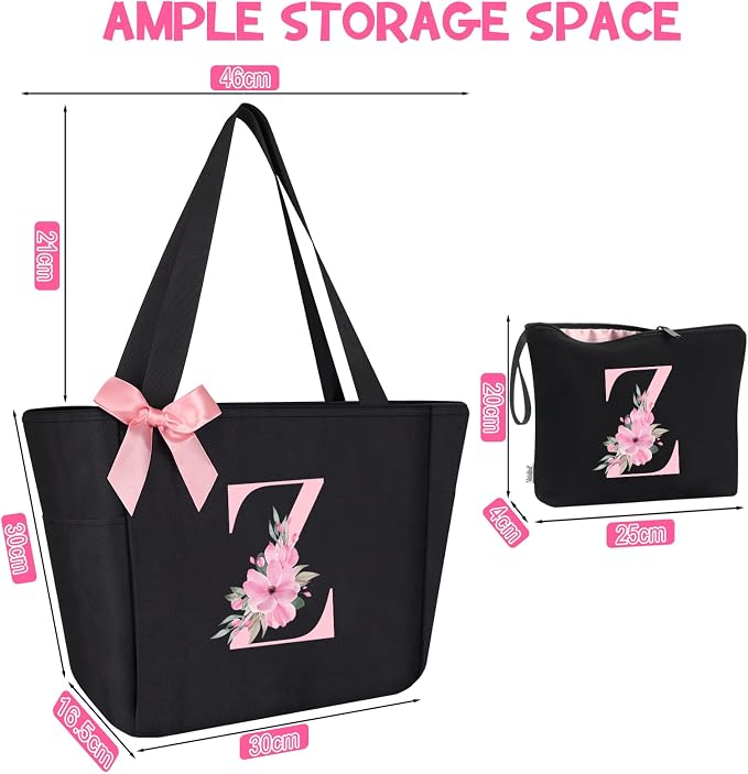 Vavabox Tote Bag, A-Z Initial Monogrammed Waterproof Tote Bag, Bridesmaid Gifts - Image 3