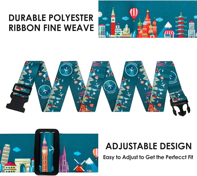Adjustable Travel Luggage Strap Suitcase Belt Travel Bag Accessories 1.96 in W - Image 2
