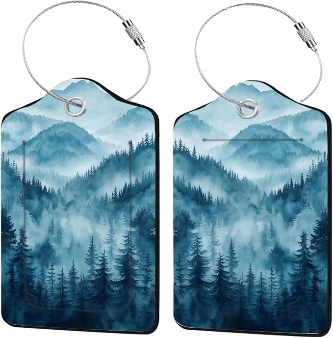 2 Pack Luggage Tag for Suitcase, Natural Scenery PU Cute Leather Luggage Tag by Unknown