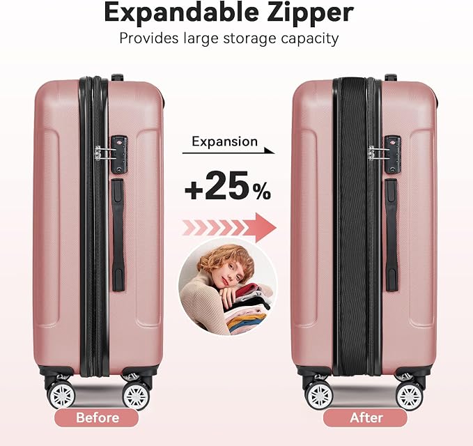 FOCHIER F Luggage Sets, Expandable 3 piece Hard Shell Luggage Set - Image 4