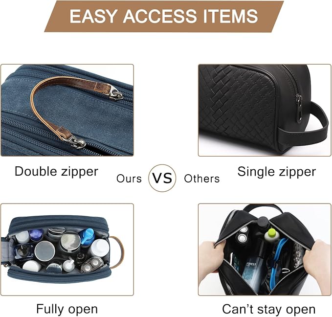 BAGSMART Toiletry Bag for Men, Canvas Travel Toiletry Organizer Dopp Kit - Image 5