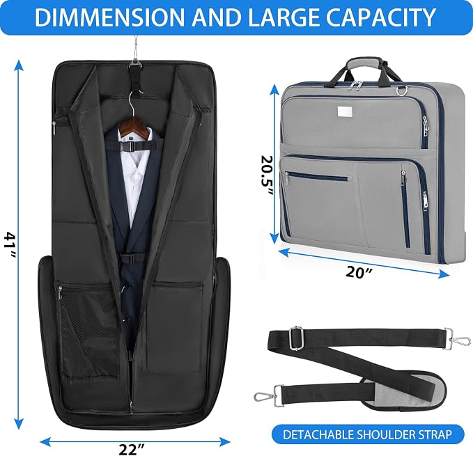AKOZLIN Travel Luggage Garment Bag Foldable Hanging Suit Bag - Image 2