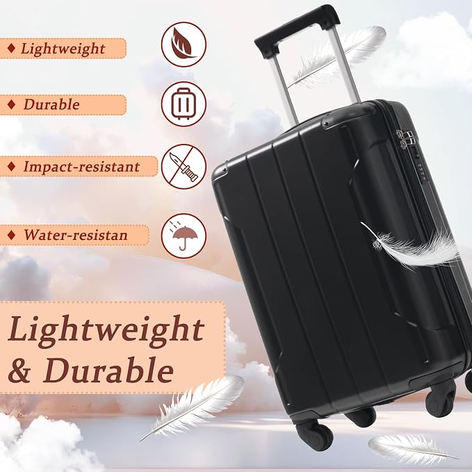 Merax Carry on Luggage Set, 20 Inch Hardshell ABS Suitcase - Image 3