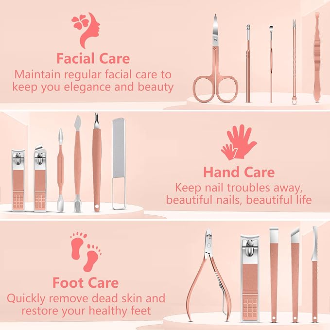 Manicure Set 16Pcs Professional Stainless Steel Pedicure Kit Mens Grooming Kit - Image 2
