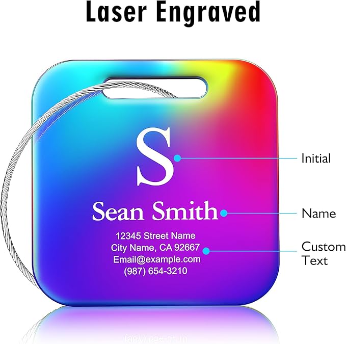 Personalized Engraved Metal Luggage Tags - Image 3
