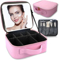 Makeup Bag with Led Mirror, Travel Makeup Organizer with 3 Color Setting by SUILU