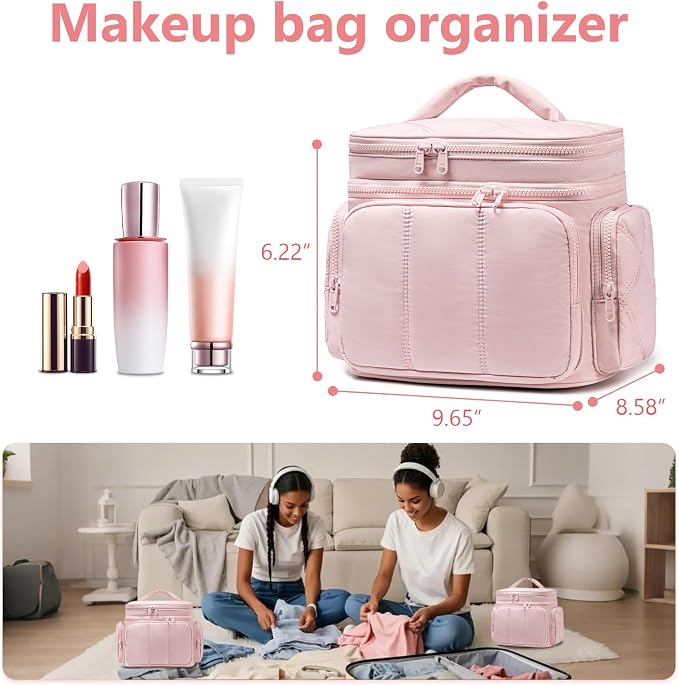 LEDAOU Toiletry Bag for Women, Quilted Travel Makeup Bag Organizer - Image 7