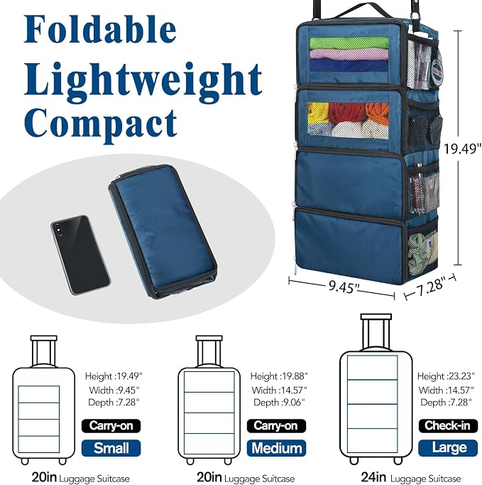 Hanging Travel Organizer, Carry on Luggage Suitcase Organizer, Travel - Image 2