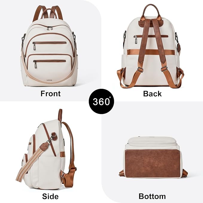 Backpack Purse for Women Laptop Backpack, Leather Travel Backpack Shoulder Bag - Image 4