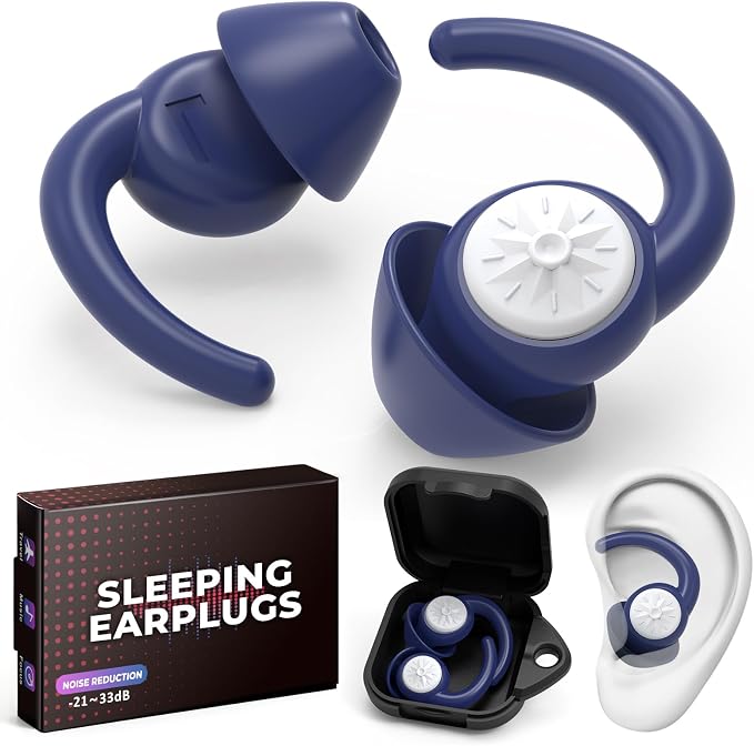 Ear Plugs for Sleeping: Reusable Earplugs for Sleep, Snoring Blocking, 2 Pairs by EarthVibe