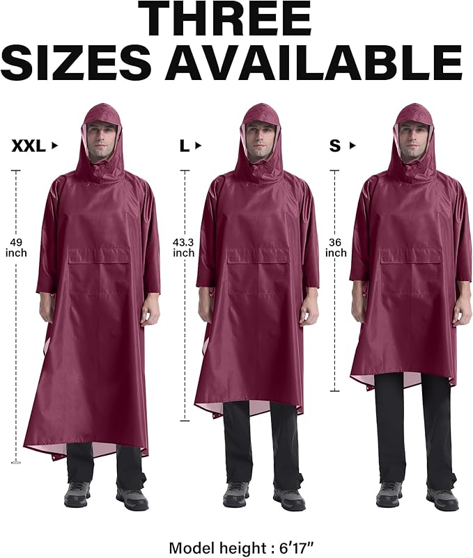 iCreek Hooded Rain Poncho with Pocket Waterproof Lightweight Unisex Raincoat - Image 6