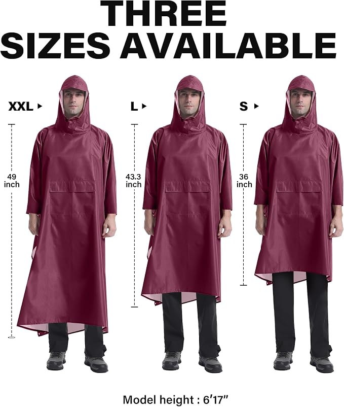 iCreek Hooded Rain Poncho with Pocket Waterproof Lightweight Unisex Raincoat - Image 6