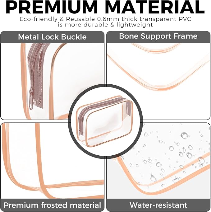 AURUZA 4 Pack Clear Toiletry Bag, Portable Travel Makeup Bags - Image 4