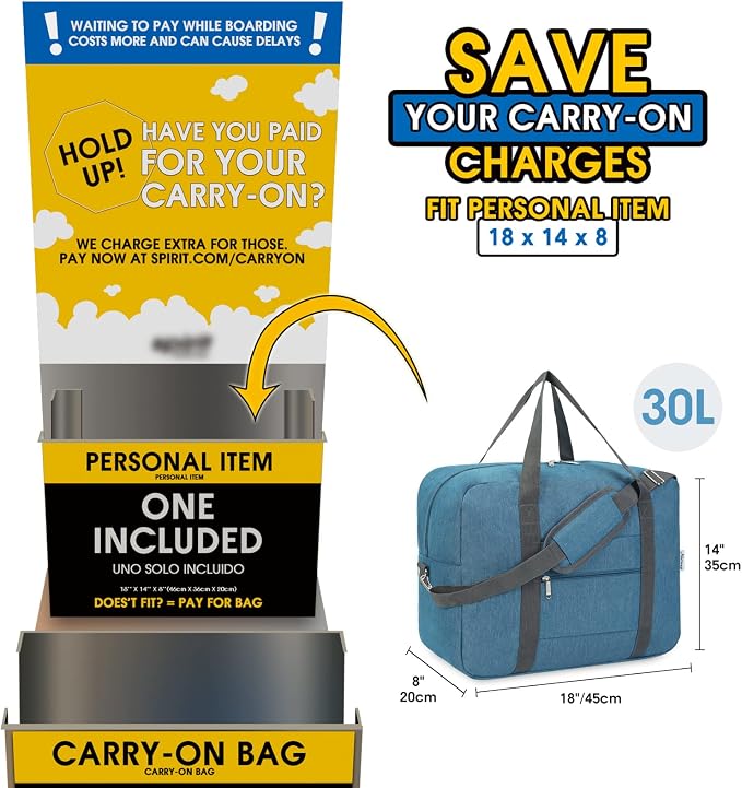 For Spirit Airlines Personal Item Bag 18x14x8 Foldable Travel Duffel Bag Tote - Image 2