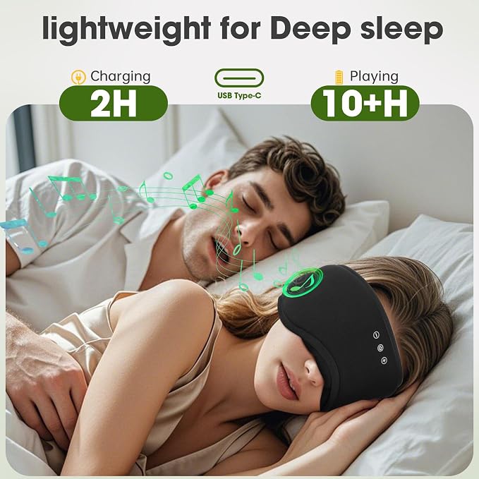 Sleep Headphones with Bluetooth 5.4 Sleep Mask, Bamboo Cotton Music Wireless - Image 7