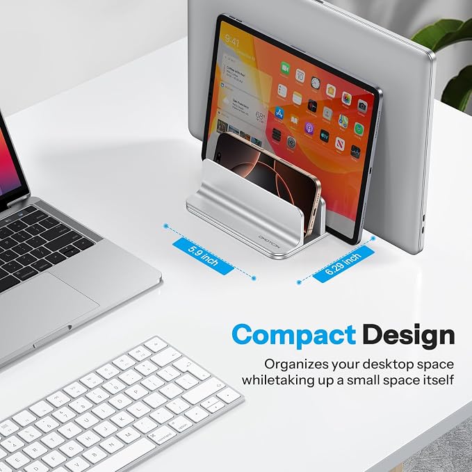 OMOTON 3-Slot Vertical Laptop Stand, Desktop Aluminum Stand - Image 2