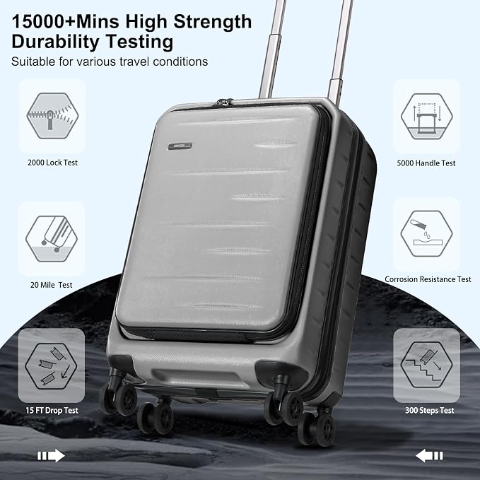 Carry On Luggage 22×14×9 Airline Approved, 20 Inch Lightweight ABS+PC Hard - Image 7