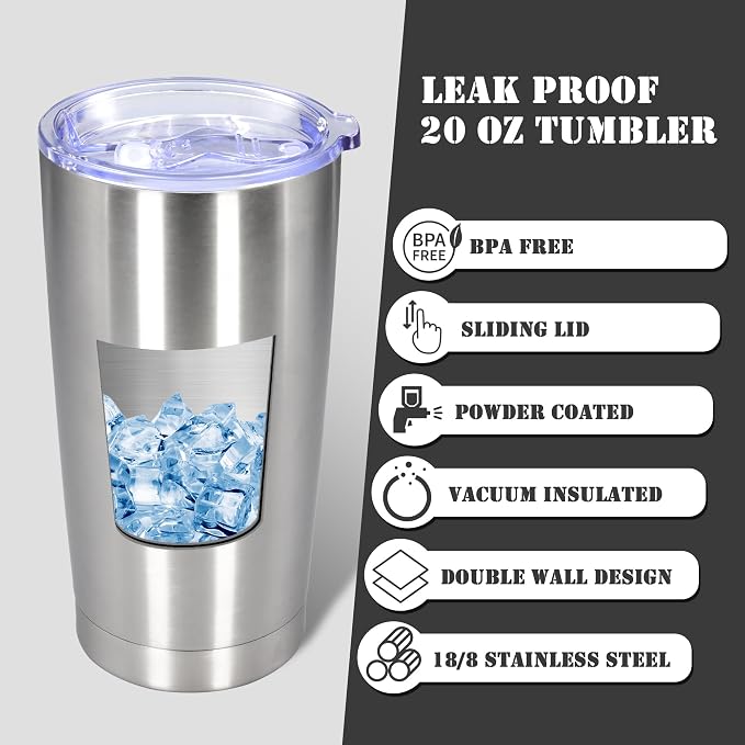 20 oz Tumbler with lid Double Wall Vacuum Insulated Tumblers Stainless Steel - Image 3