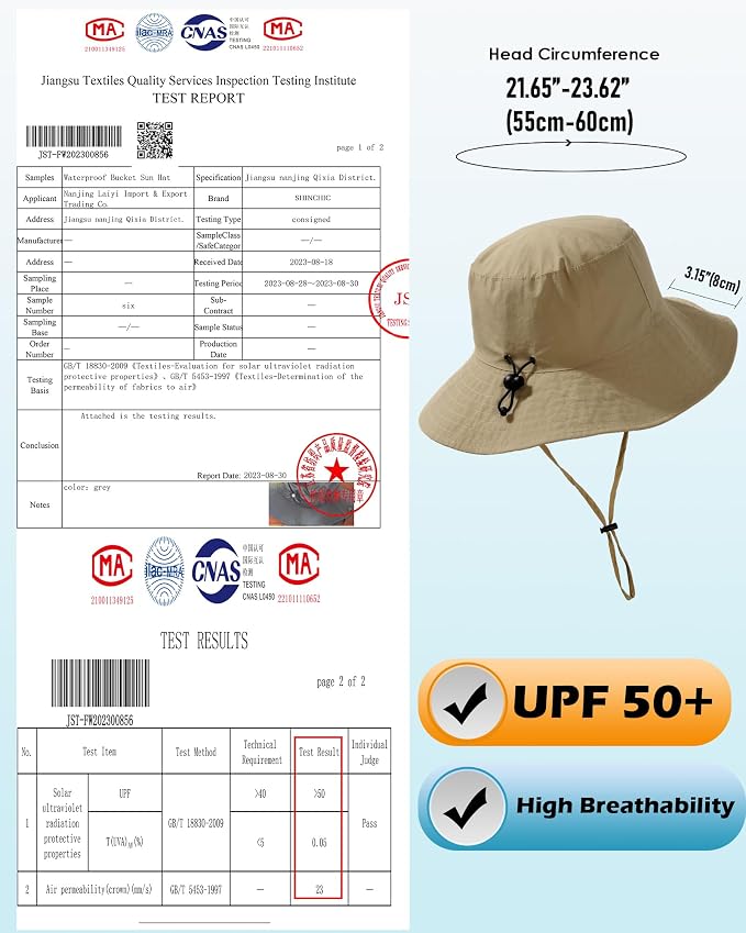 Water-Resistant Sun UPF 50+ Bucket Hat Protection Packable Brimmed Boonie - Image 6