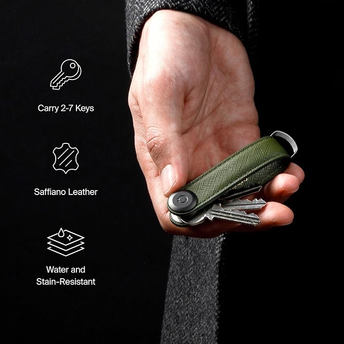 Orbitkey Saffiano Leather Key Organiser | Holds up to 7 keys, Oxford Navy - Image 3