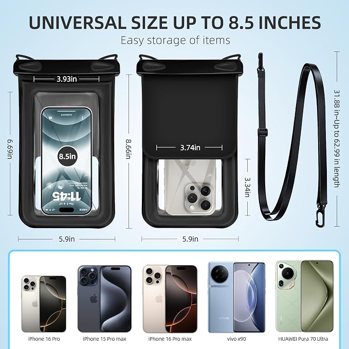Waterproof Phone Pouch Double Pocket, Floating IPX8 8.5 inch Waterproof Phone - Image 6